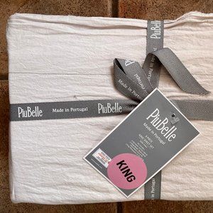 PiuBelle KING Size Sheet Set - Gray W/Thin Silver Gray Stitich (all cotton)